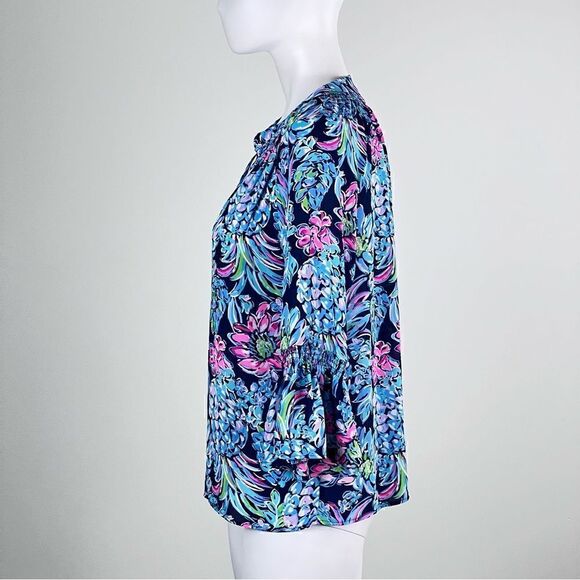 Lilly Pulitzer Women's Dakota Blouse Top In Pineapple Paradise Size S - Picture 5 of 11